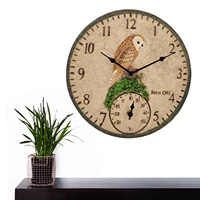 12 inch outdoor clock thermometer indoor waterproof wall clock battery round clock wall decoration for patio home garden decor