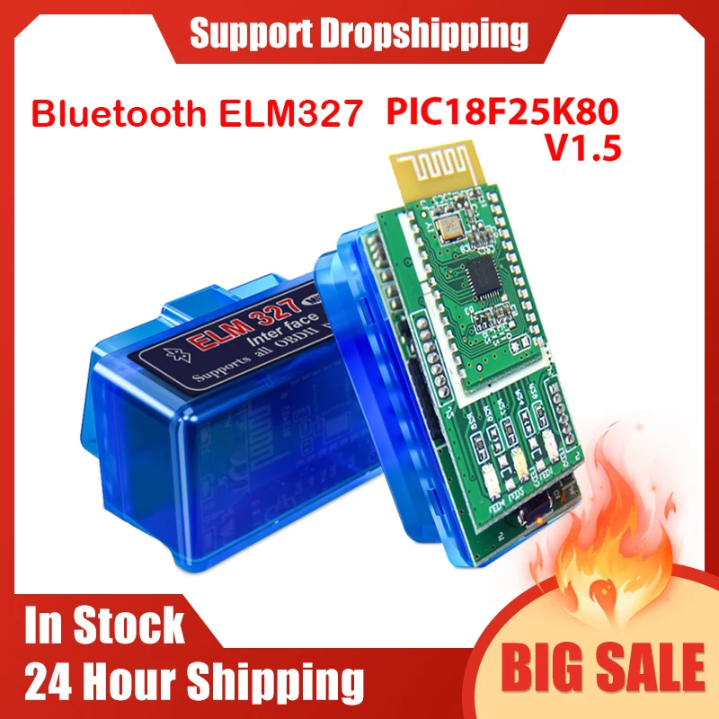 

Car OBD2 V1.5 Code Reader for Diagnosis ELM327 Adapter Automotive Scan Tool Android Bluetooth 327 ELM PIC18F25K80