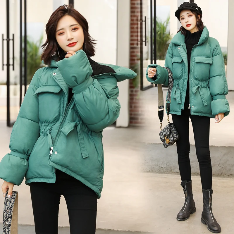 2023 New Winter Hooded Long Sleeve Solid Color Black Cotton-padded Warm Loose Big Size Jacket Women Parkas Fashion Outwear