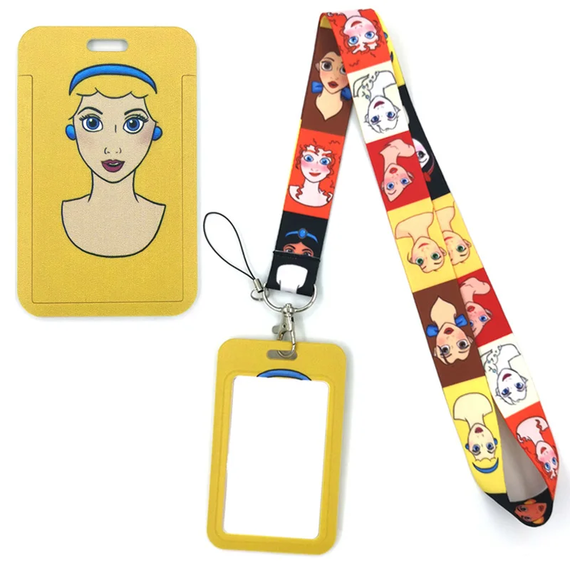 

Disney Princess Cinderella Lanyard Card Holder Student Hanging Neck Phone Lanyard Badge Subway Access Card Holder Accessories