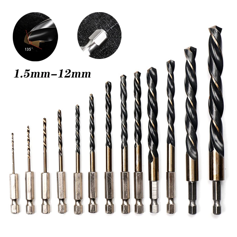 Hex Shank HSS Twist Drill Bit Set for Quick Change Wood Metal Hole Cutter Core Drilling Tool Power Tools Accessories |