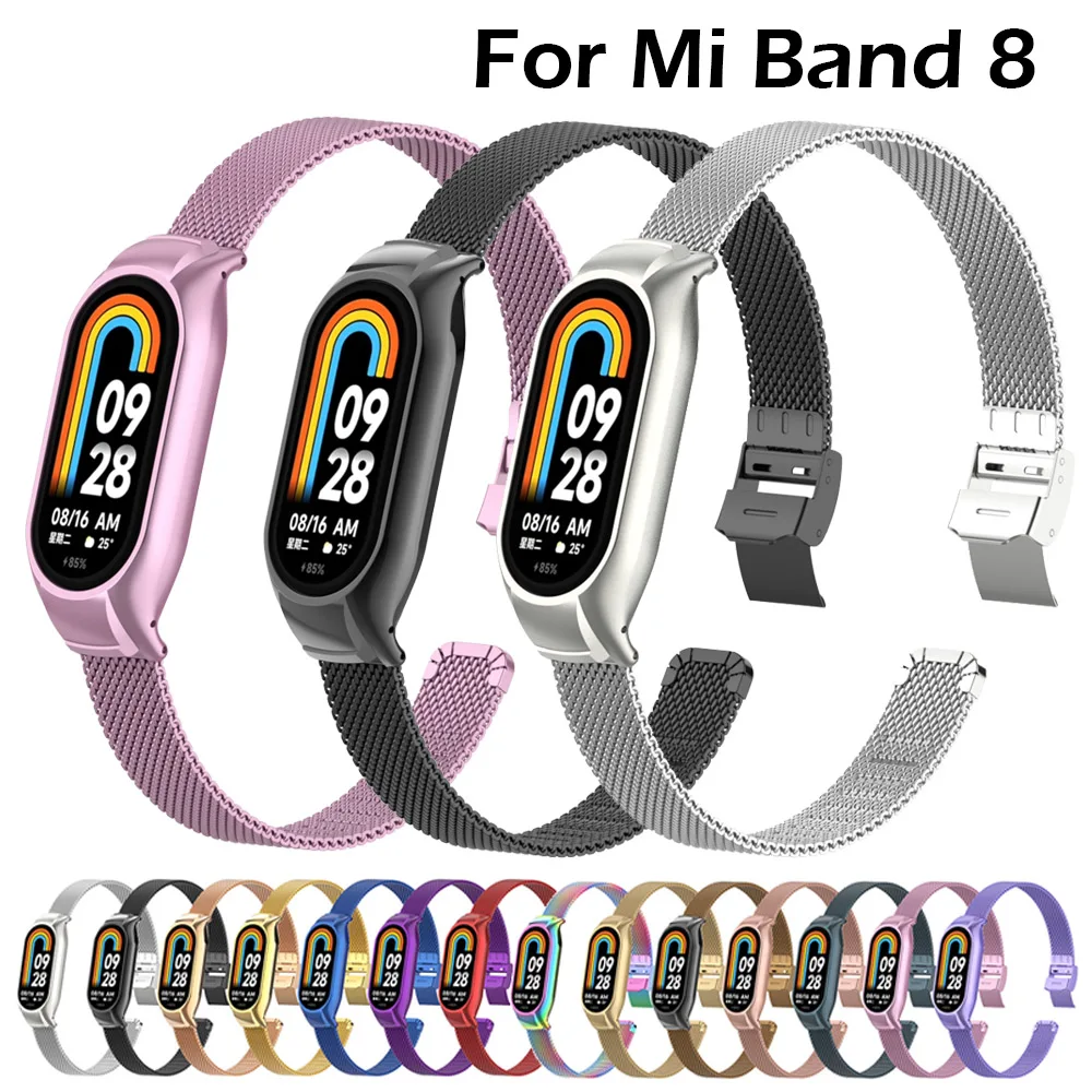 

Strap For xiaomi Mi Band 8 global version bracelet accessories Milanese Loop Replacement belt pulseira correa miband 8 NFC strap