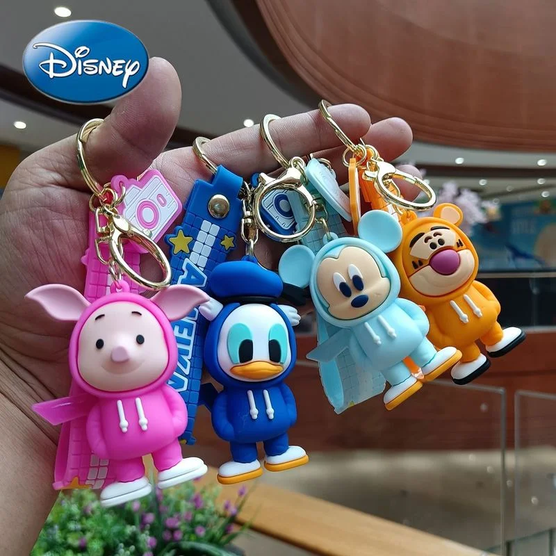 

Disney Car Keychain Cartoon Decoration Mickey Mouse Minnie Key Chain Stdie Doll Pendant Couples Schoolbag Pendant Accessories