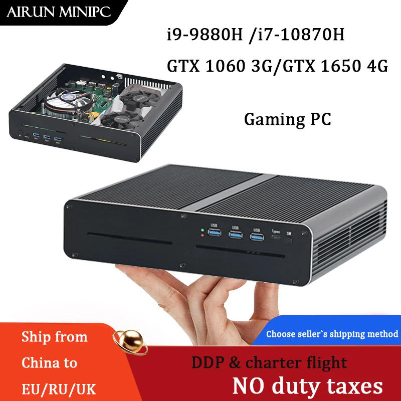 10th Gen MINI Gaming PC Intel Core i7-10870H 9th Gen i9-9880H GTX1060 2 * DDR4 Spiel Computer Desktop Windows 10 4K DVI HDMI DP