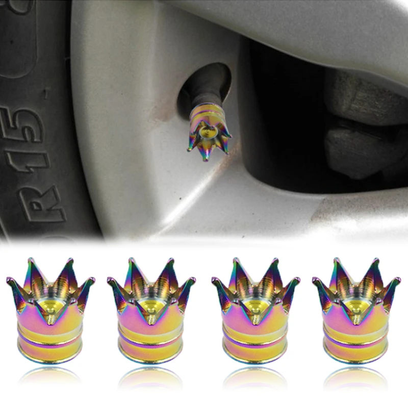 

Car Motorcycle Crown Wheel Tire Valve Caps Dustproof Valve Caps Cover Car Styling Auto Exterior Decoration Accessories 1-4Pcs