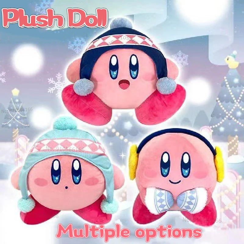 34cm Romantic Winter Series Star Kirby Plush Doll Kirby Headphone Model Wool Hat Model Kirby Toys for Children