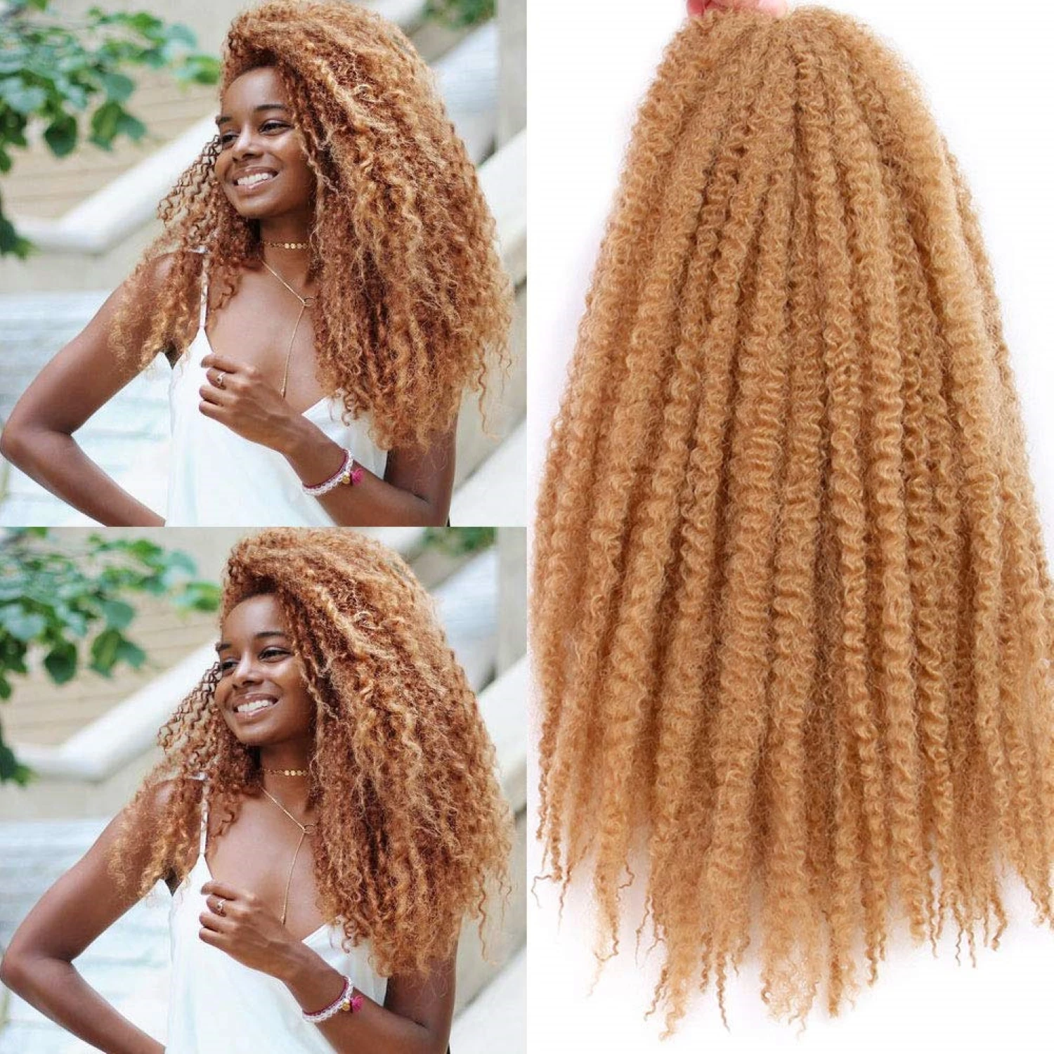 

Marley Twist Afro Crochet Braids Soft Spring Kinky Hair For Distressed Butterfly Locs Synthetic Braiding Extensions For Women