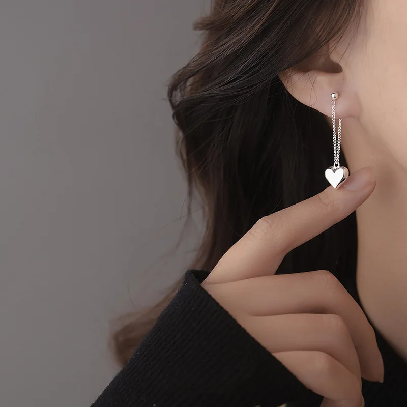 

Women's Simple Heart Shaped Earrings Long Style Elegant Peach Heart Earrings For Jewelry Prevent Allergy Party Accessories Gift