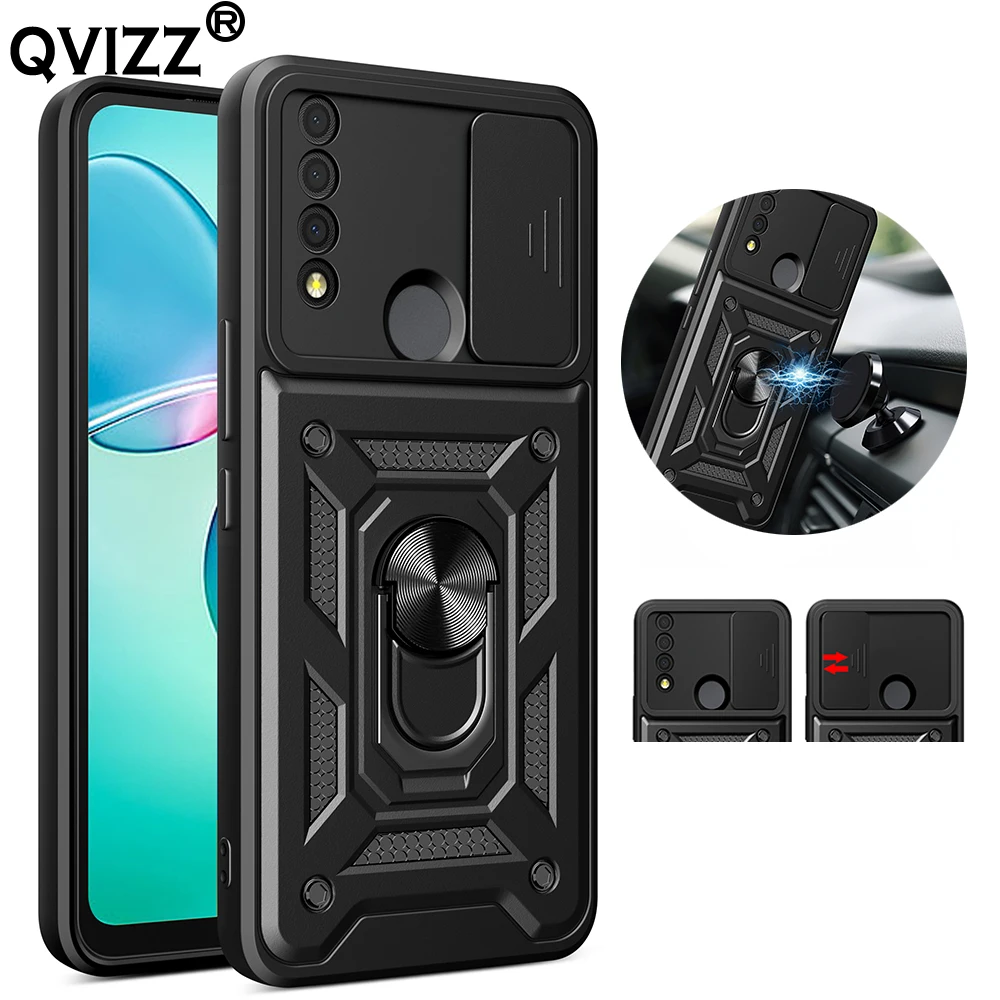

Luxury Slide Camera Case for TCL 30 XE 5G T767W Car Magnetic Ring Holder Soft Edges Hard Armor Shockproof Phone Cover TCL30XE5G