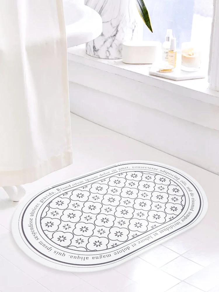 Carpet Modern Minimalist Floral Floor Mat Soft Diatomite Bathroom Comfortable Absorbent Floor Mat Diatom Ooze Soft Mat