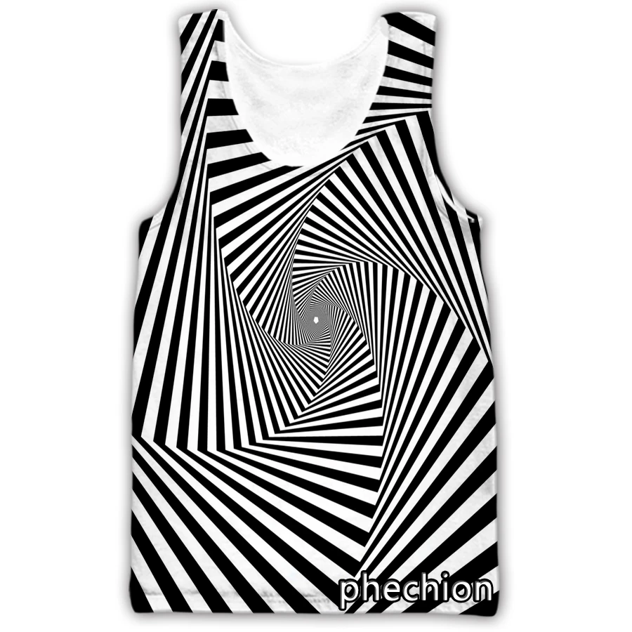 

Новый модный мужской/женский черный и белый психоделический жилет без рукавов с 3D-принтом phechion, уличная одежда, мужские свободные спортивные майки D85