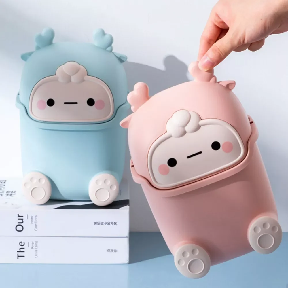 

Cartoon Waste Bin Desktop Mini Trash Can Car Garbage Storage Basket Portable Household desktop little monster Waste Bins