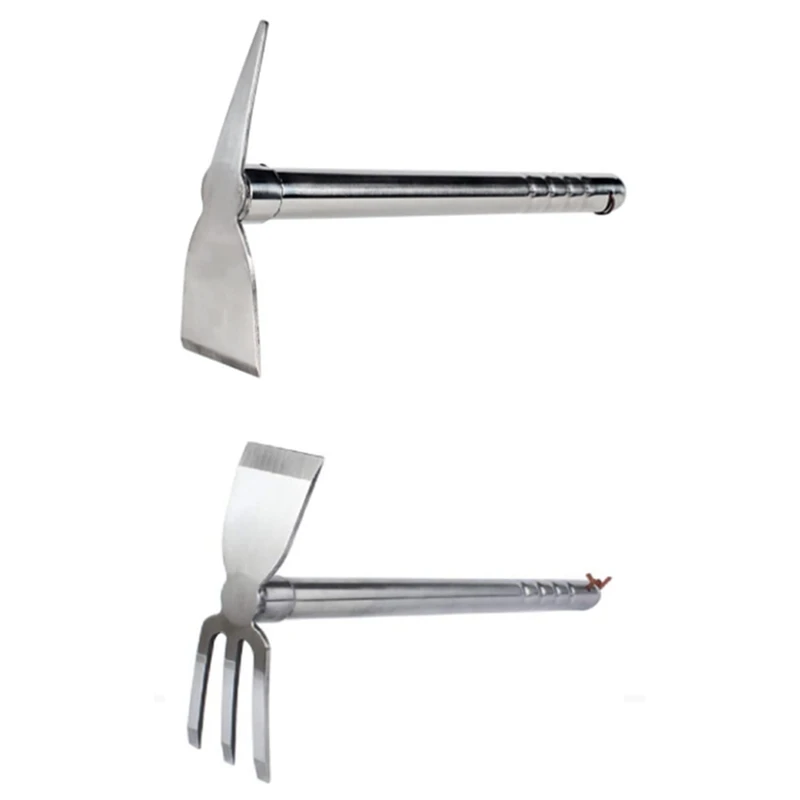 

2Piece Combined Agricultural Tools Silver Steel Include A 39Cm Dual-Purpose Hoe And A 39Cm Dual-Purpose Pickaxe