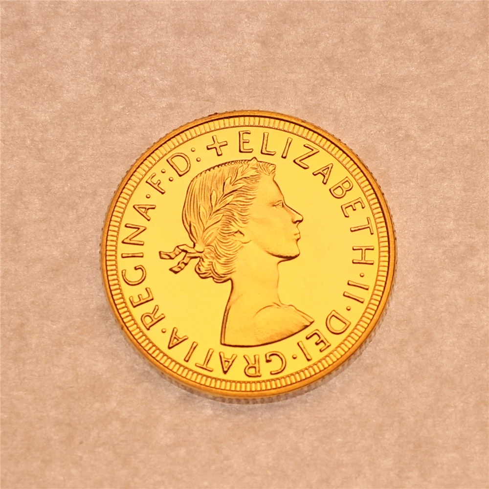 Позолоченная монета Соверен Джорджа Великобритании Елизаветы II 1963 года памятная