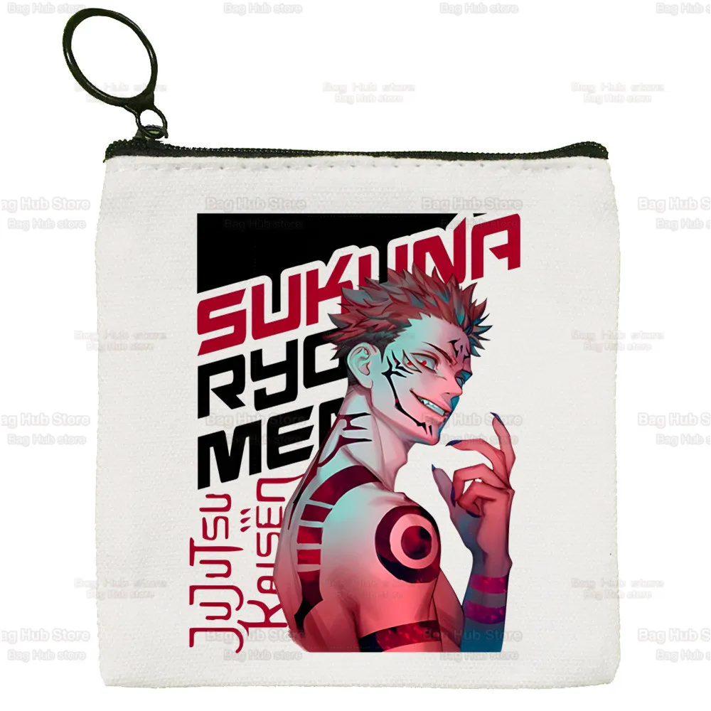 Jujutsu Kaisen Ryomen Sukuna Yuji Itadori Canvas Card Coin Purse Female Cute Simple Coin Mini Zipper Bag