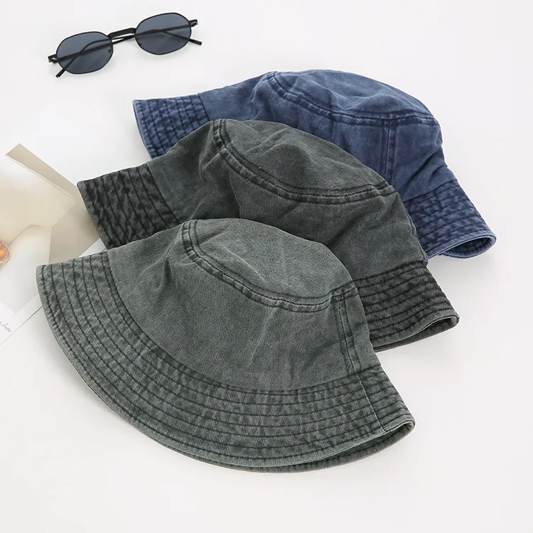 

Autumn Winter Men's Women's Washed Denim Korean Outdoor Foldable Sunscreen Fisherman's Hat Adult Hat Fahion Blue Denim Caps