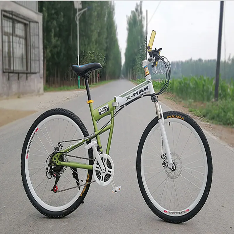 

Складной двойной амортизирующий горный велосипед с переменной скоростью, рама из алюминиевого сплава, двойной дисковый тормоз, масляный тормоз