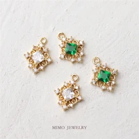 mimo jewelry copper plated real gold micro inlaid square zirconium diamond lace retro elegant diy jewelry pendant