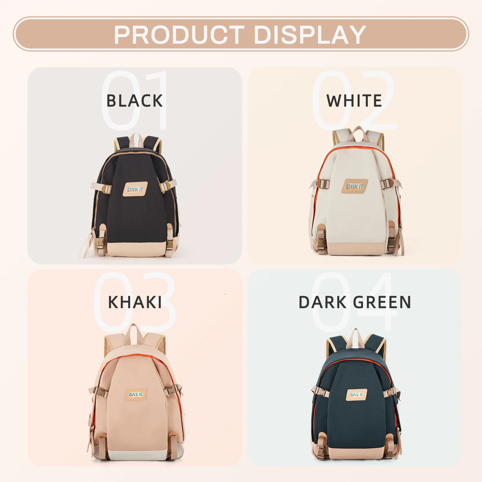 Школьный рюкзак унисекс нейлоновый большой емкости с застежкой-молнией