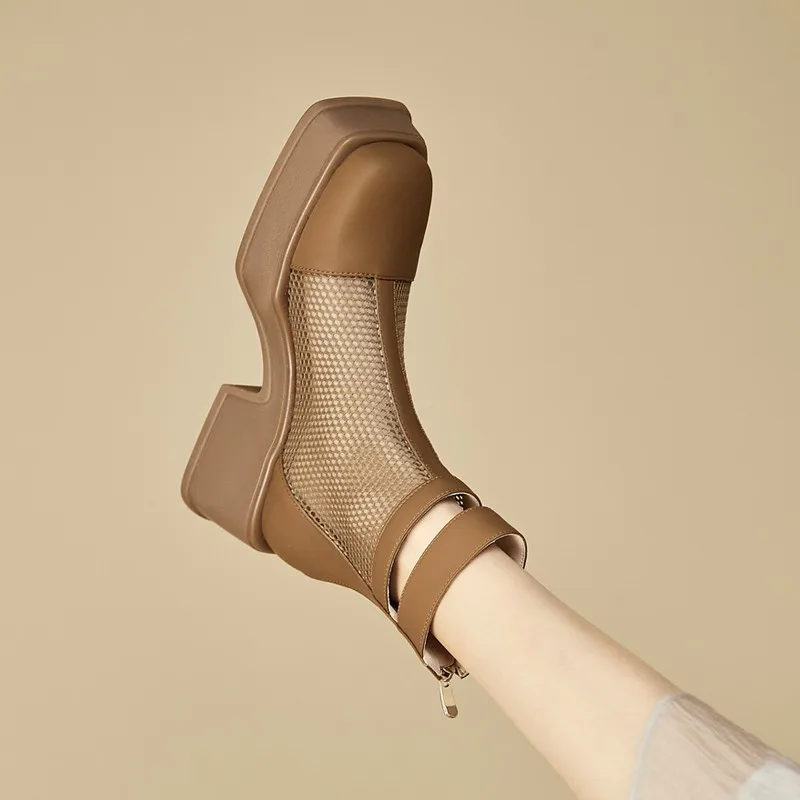 

Женские ботинки Новинка 2023 женские сандалии сетчатые на молнии женская летняя обувь с круглым носком на высоком каблуке женские ботинки челси ботинки на платформе