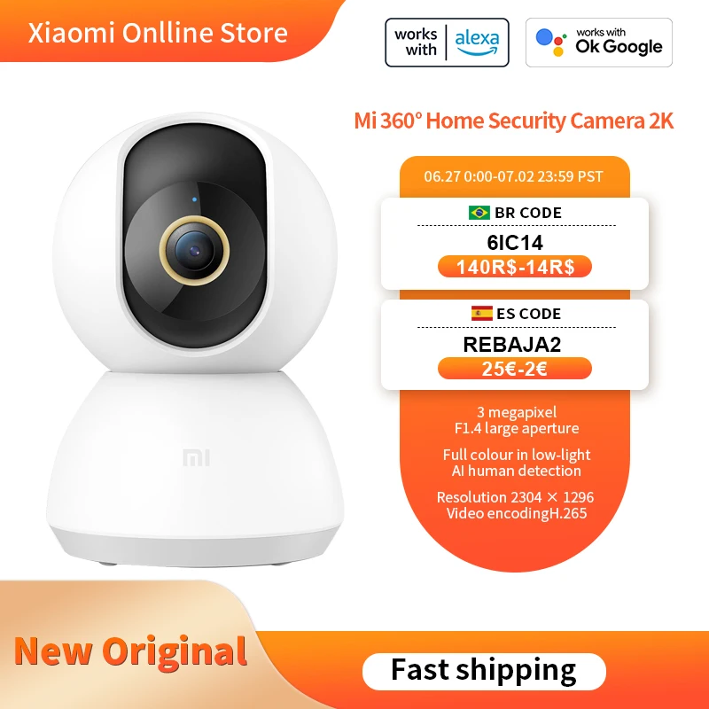 

Global Version Xiaomi MiJIA 360° PTZ IP Camera SE Horizontal Angle 1080P Infrared Night Vision AI Humanoid Detection For MI Home