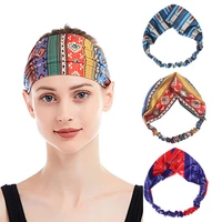 new printed yoga sports headband colorful elastic bunband boho stretch wide brim headband for women hair accessories headwear