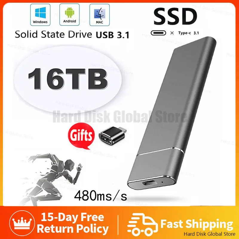 

Portable SSD External Solid State Hard Drive High-speed 30TB 128TB 16TB 8TB USB3.0 Type C Interface Original Mobile Hard Disks