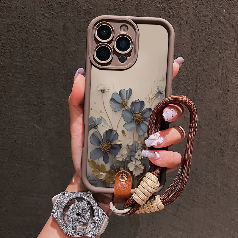 Фото Чехол для телефона с синим цветочным ремешком-шнурком для Samsung Galaxy Note 20 S24 S22 S23 S25 S26 Plus S24 FE S23 S24 S25 Ultra A56 №4