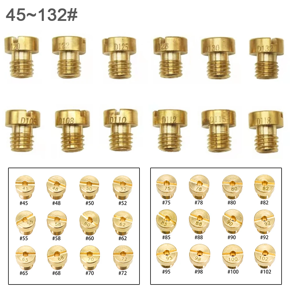 12pcs Carburetor Main Jet 5 mm Thread Fit for Carburetor Injector Nozzle Size 50-200 AD/DS Racing Main Injector Nozzle