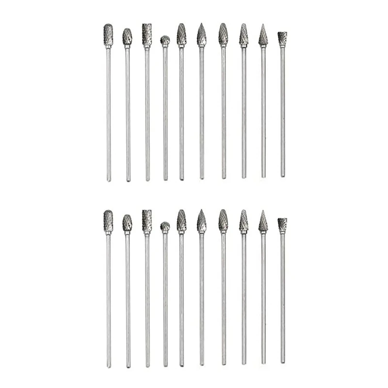 

20Pc 4 Inch Long Double Cut Tungsten Solid Carbide Rotary Burrs Set 1/8 Inch(3Mm) Shank Twist Drill Bit For Rotary Tools
