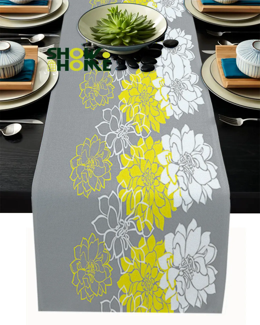 

Декоративная подставка для стола, желтого и белого цвета