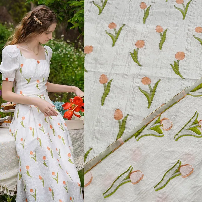 

Жаккардовая ткань с цветком тюльпана, 145 см