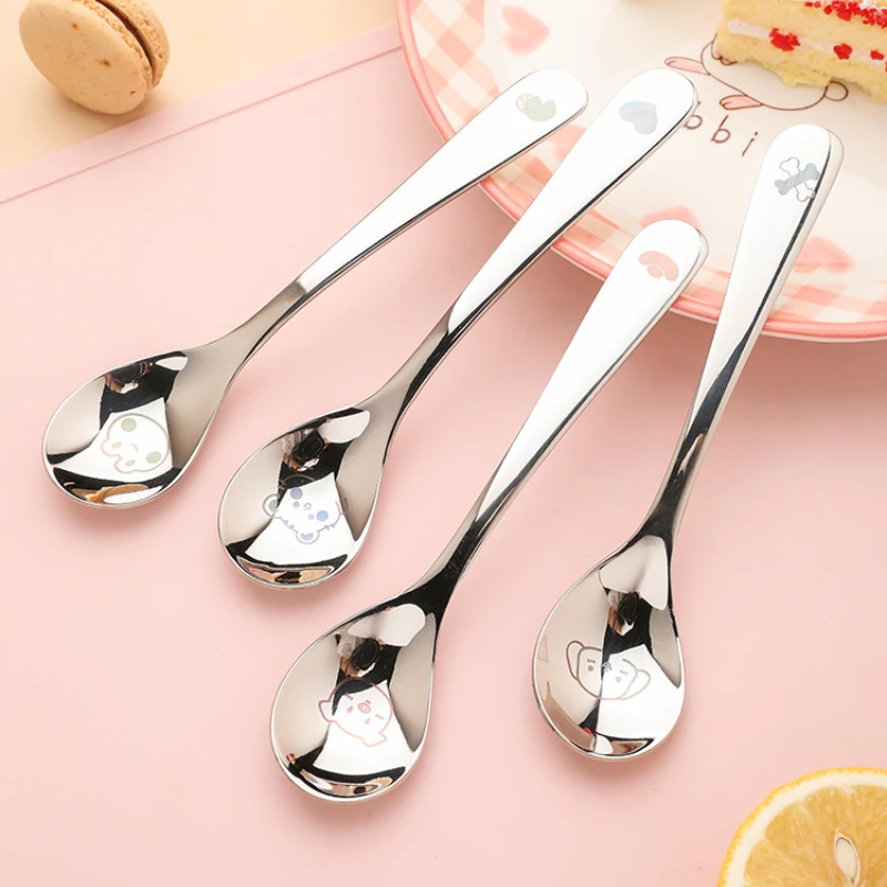 

304 ложка из нержавеющей стали с мультяшным рисунком, бытовая кухонная посуда, инструменты, детская Милая ложка для еды, прочная, легко моется