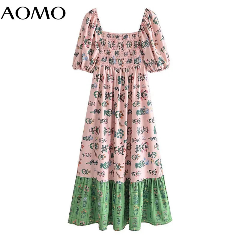 

Женское длинное платье в стиле бохо, с коротким рукавом-фонариком