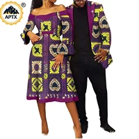 african couples clothes bazin riche african ankara print party dresses for women match men outfits crown brooch jackets y22c008