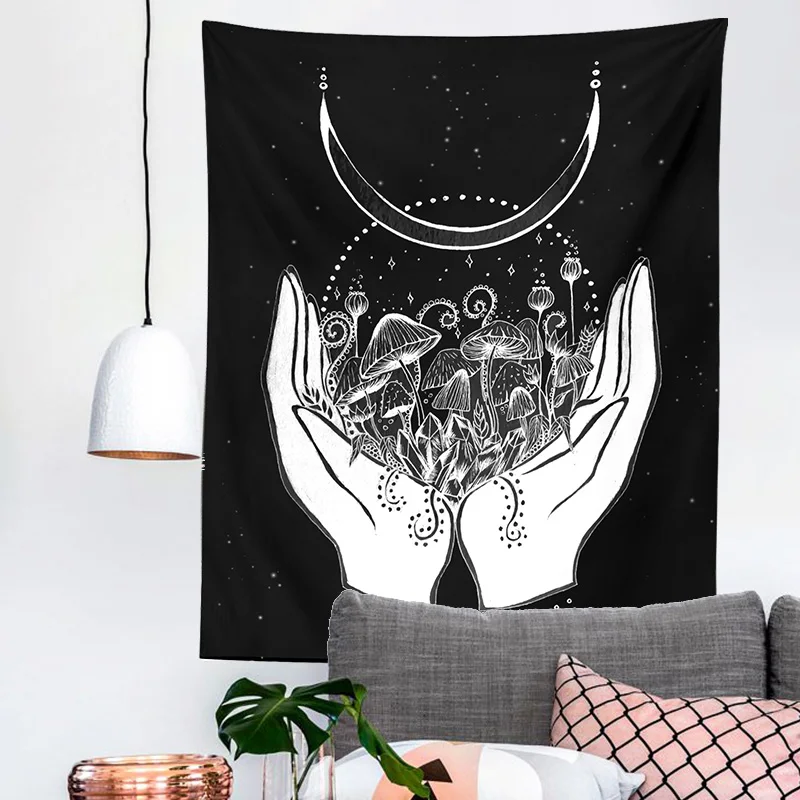 Гобелен с изображением гриба настенные психоделические грибы девушка цветок