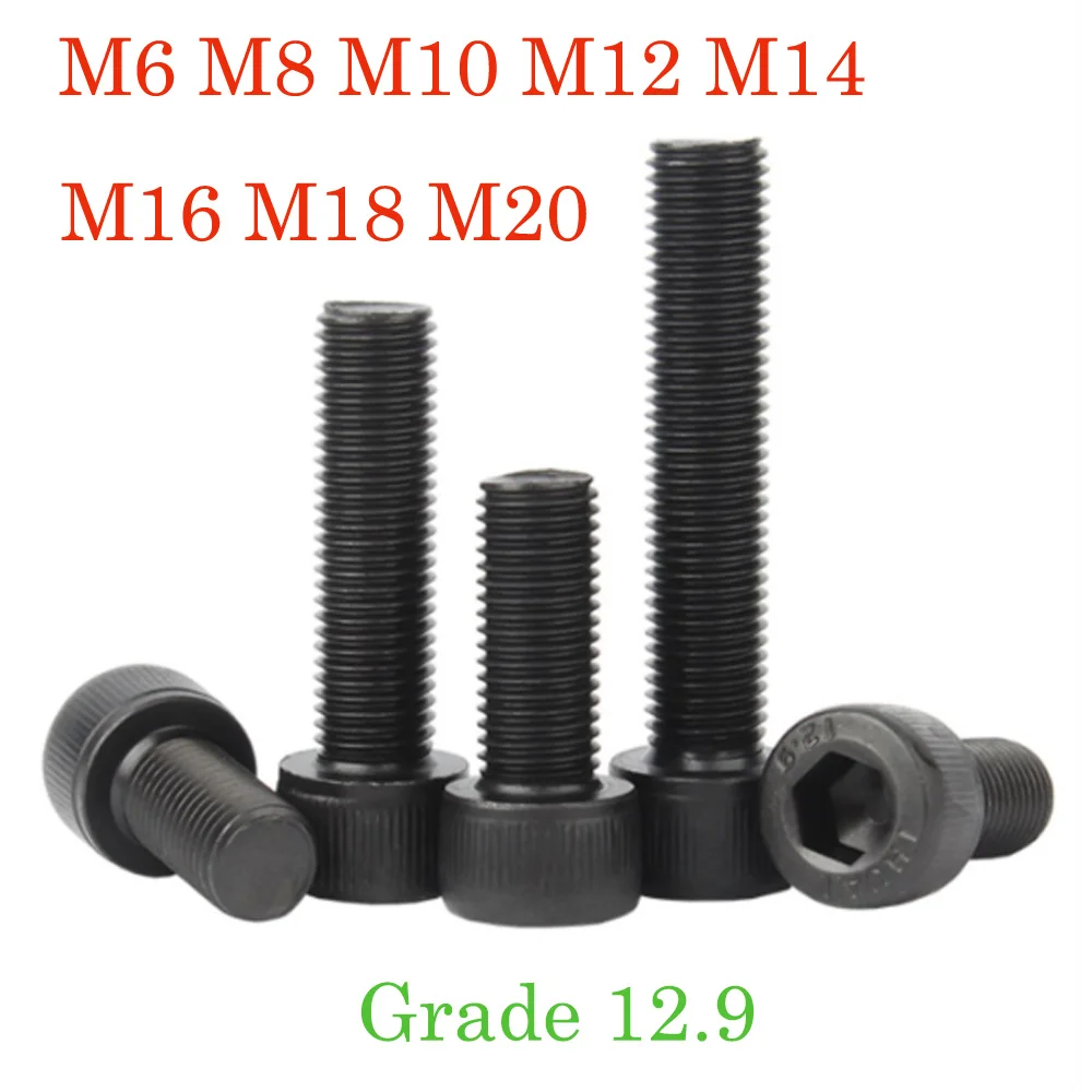 

M14 M16 M18 M20 Black Grade12.9 Hex Socket Screws Fine Thread Hexagon Allen Head Cap Screw Bolts Full-threaded Alloy Steel