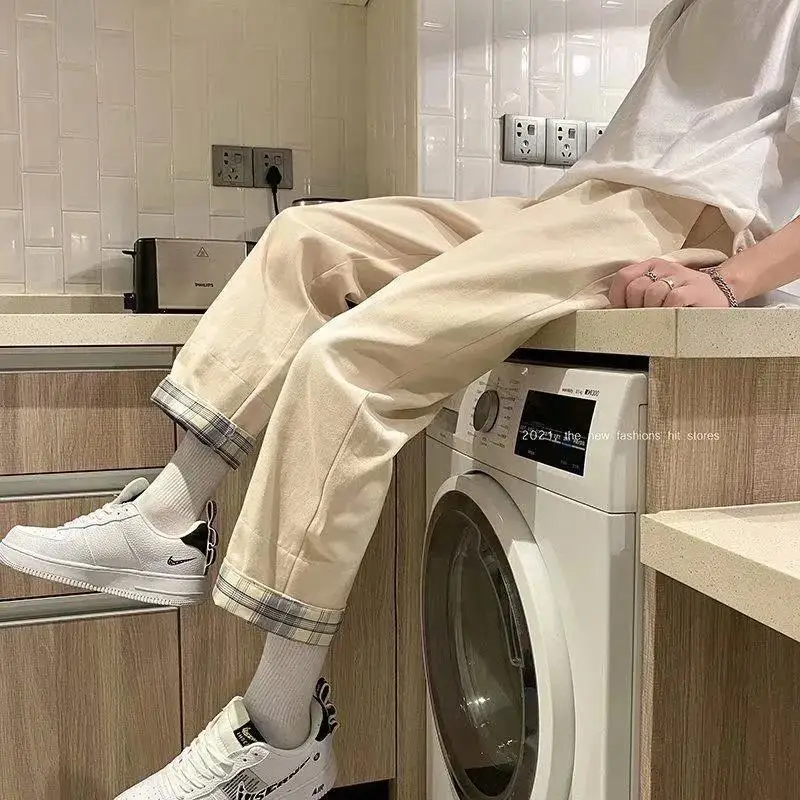 

Мужские летние тонкие свободные Укороченные прямые брюки