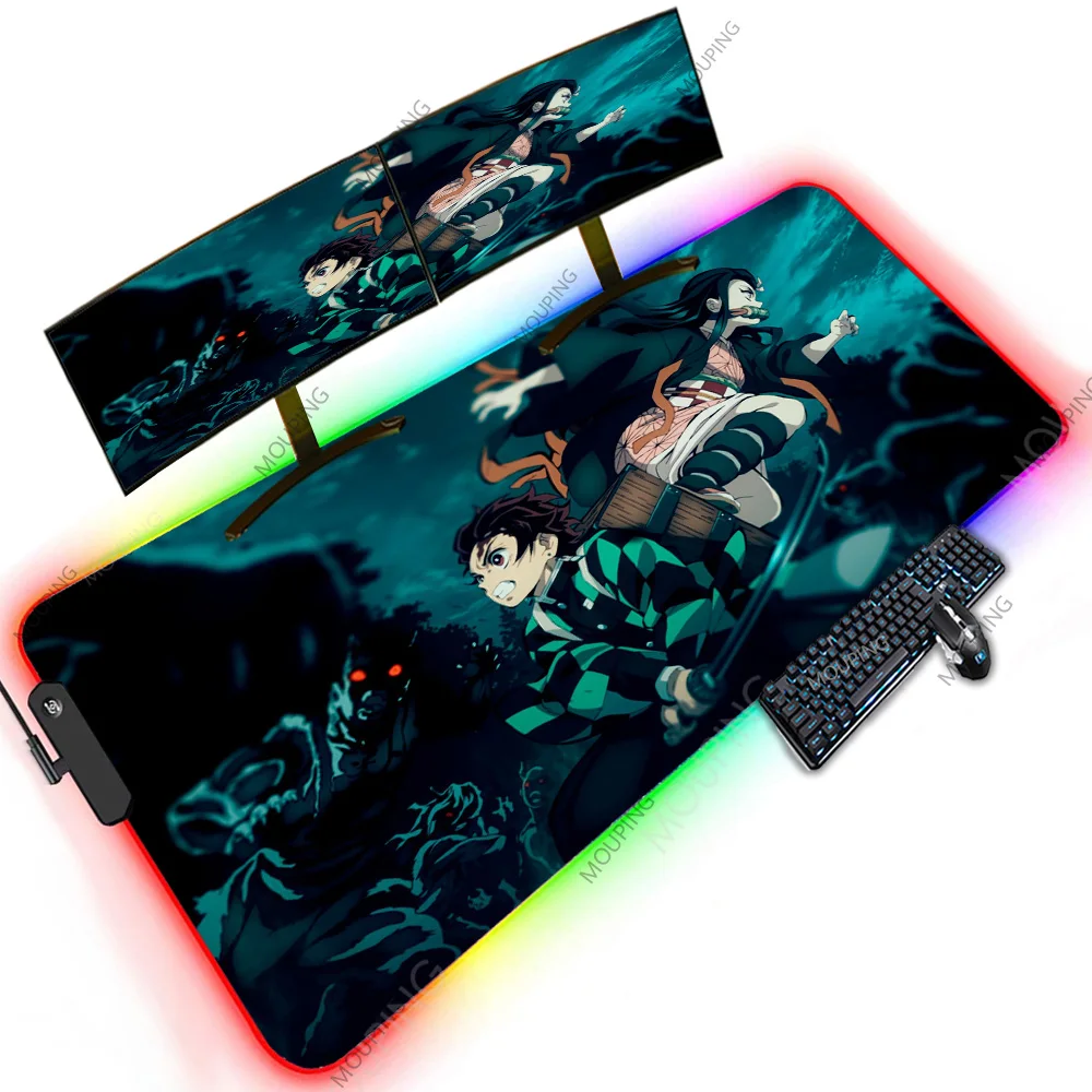 

Demon Slayer RGB Oversize Pad Setup Gamer Playmat Mouse Pad 1200x600 Laptop Desk Mat Lock Edge Mousepad XXL Carpet Free Shipping