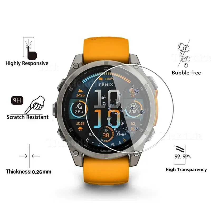 Защитная пленка из закаленного стекла HD для Garmin Fenix 8, Tactix 8, Quatix 8, Venu 4 (4541 мм), Forerunner 970, 570 – антицарапийная пленка для экрана (art.: 3920dca3171cb) - 3920dca3171cb