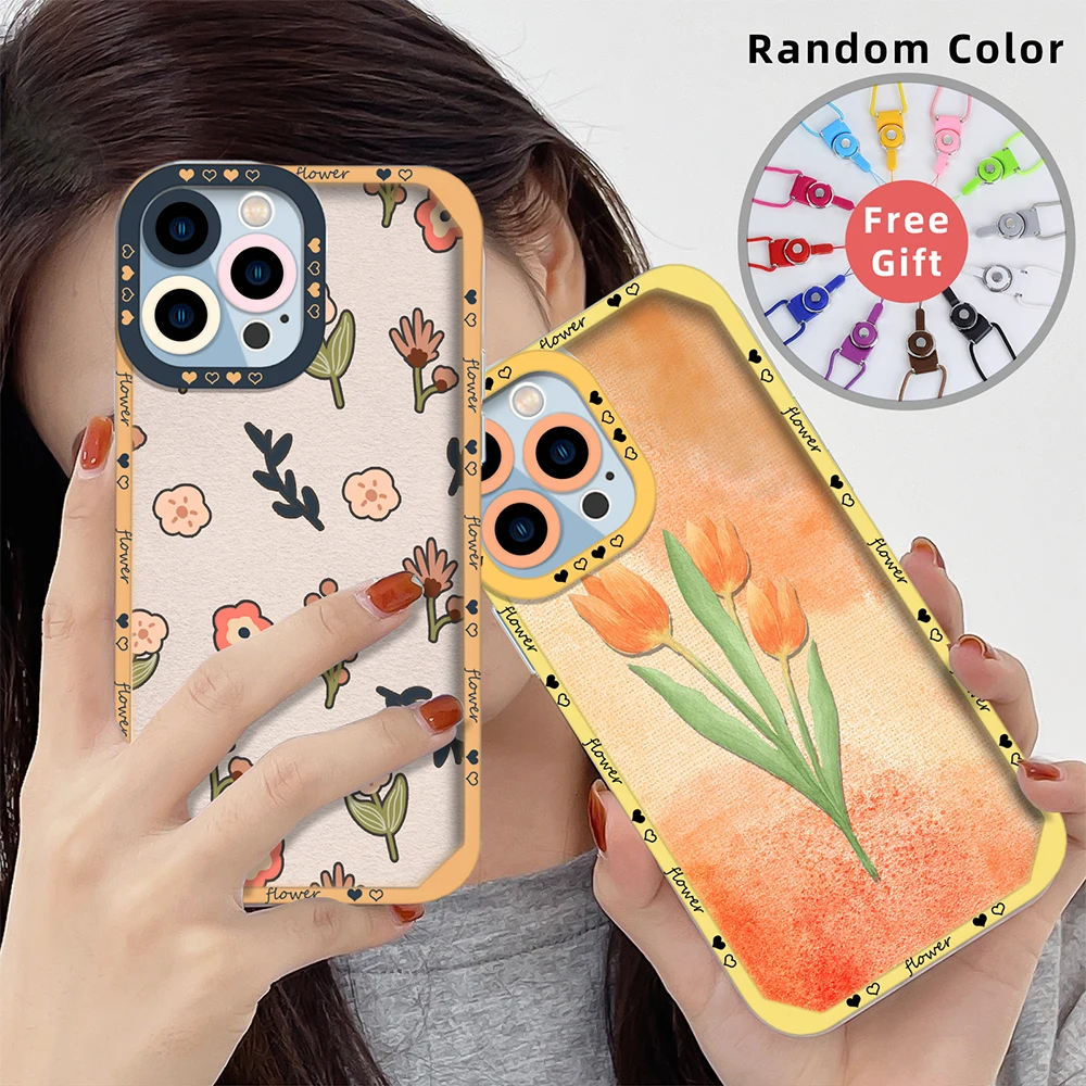 

Case for IPhone 13 11 Pro Max Tulip Flower Cover for IPhone 12 Mini 7 8 Plus SE 2020 XS X XR Clear Soft TPU Shockproof Fundas