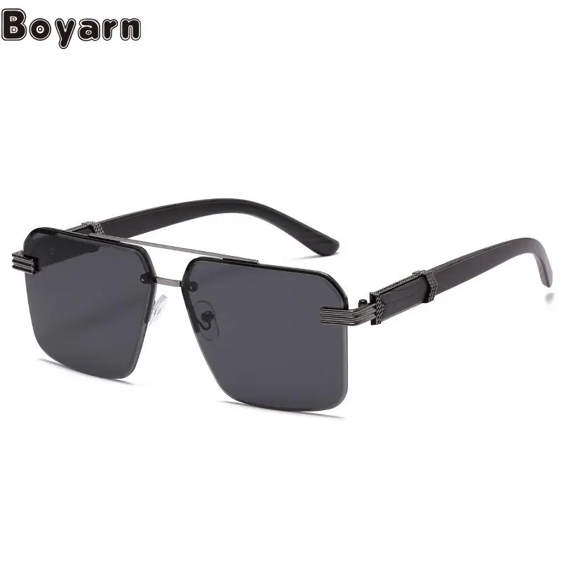 

Boyarn 2022 New Wood Grain Mirror Leg Metal Sunglasses Irregular Square Fashion Sunglasses In Europe And America For Punk Speci