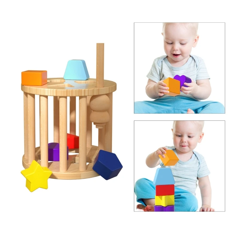 

Interactive Wooden Cognitive Activity Box Educational Wooden Shape Sorting Foster Early Education & Shape Recognition