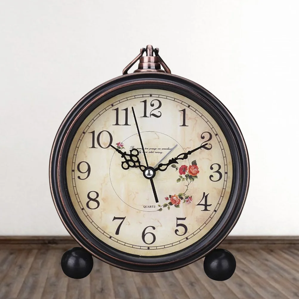 Silent Retro Table Clock Decorative Quiet Non-ticking Clock Classic Retro Clock Desk Alarm
