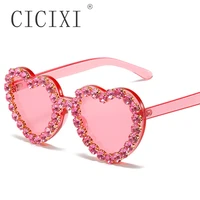 cicixi vintage pink heart diamond sunglasses for women new luxury brand diamond sun glasses ladies retro hip hop cool eyewear