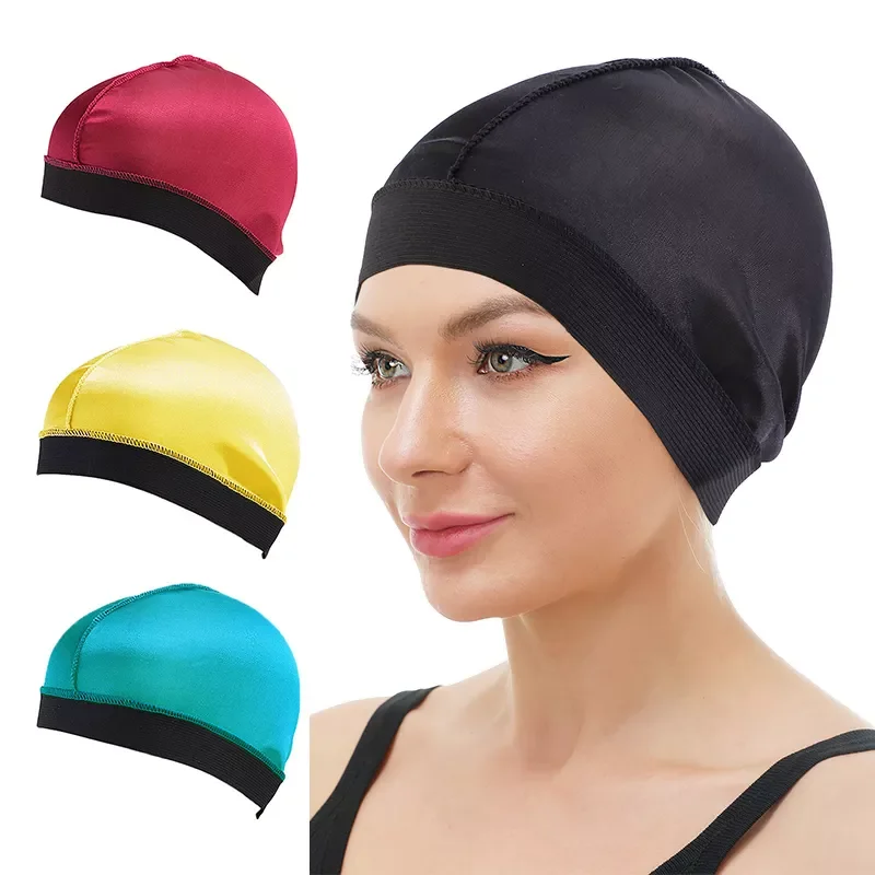 

Новая модная шелковая купольная шапка унисекс, широкая эластичная шапка для парика, мягкий и удобный дышащий тюрбан, женская шапка, аксессу...