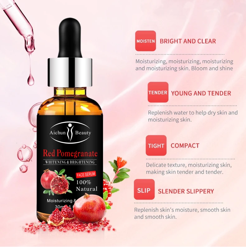 

1PCS Face Serum Red Pomegranate Brightening Skin Tone Gentle Moisturizing Essence Fade Fine Lines Firming Skin Essence Cosmetics