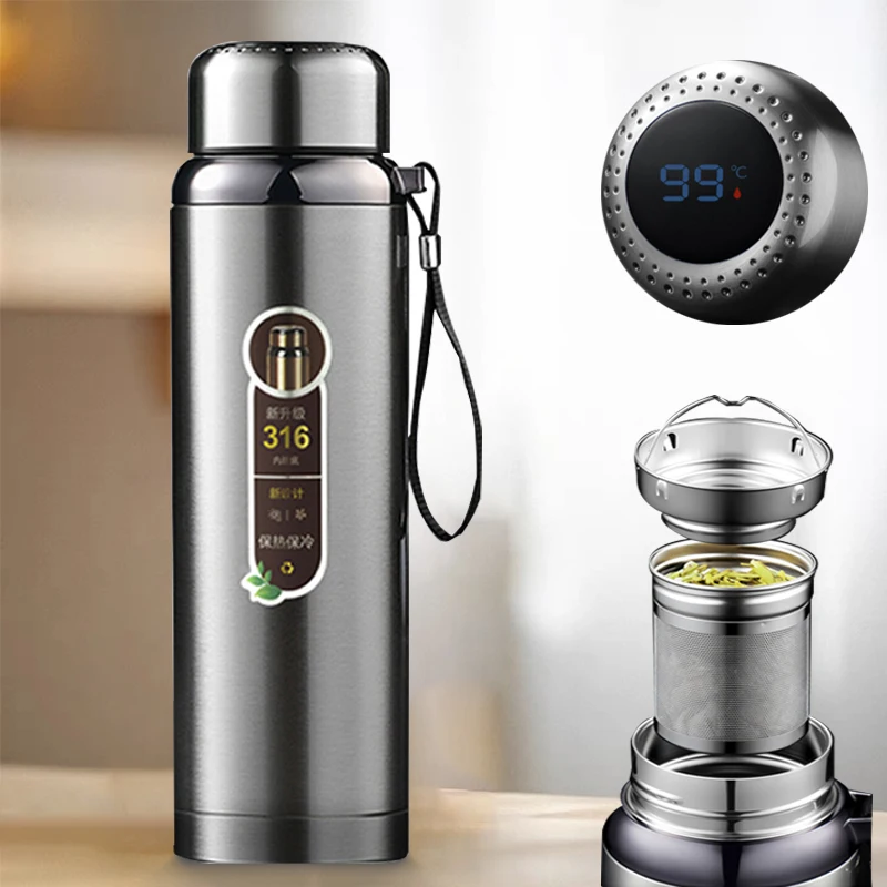 Vacuum Flask Bottle Touch Display Temperature 316 Stainless 