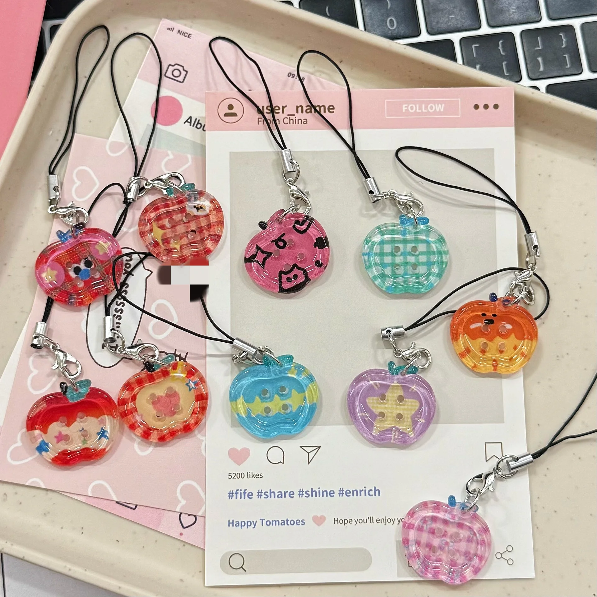 Фото Милые подвески для телефона на пуговицах, подвеска Kawaii, новые чехлы для Airpods 4, IPhone 16, мини-подвески, аксессуары для школьной сумки, Корея №2