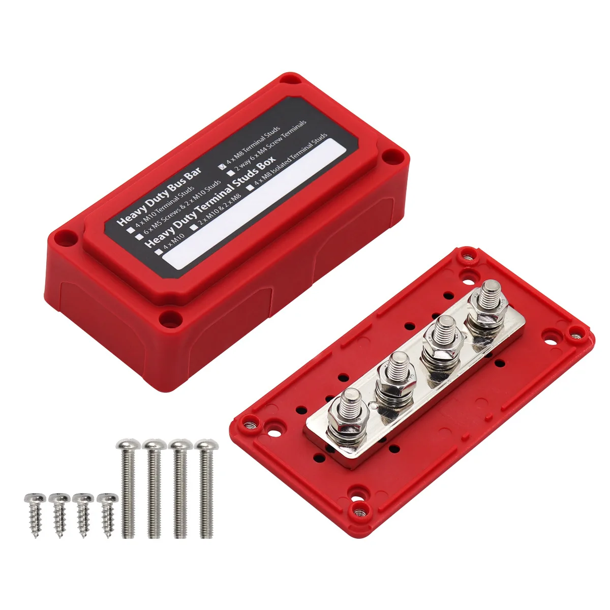 

New Red Shell Bus Bar Box M8 Specification 300A High Current 48V RV Bus Bar Suitable for 12-48V Cars Ships